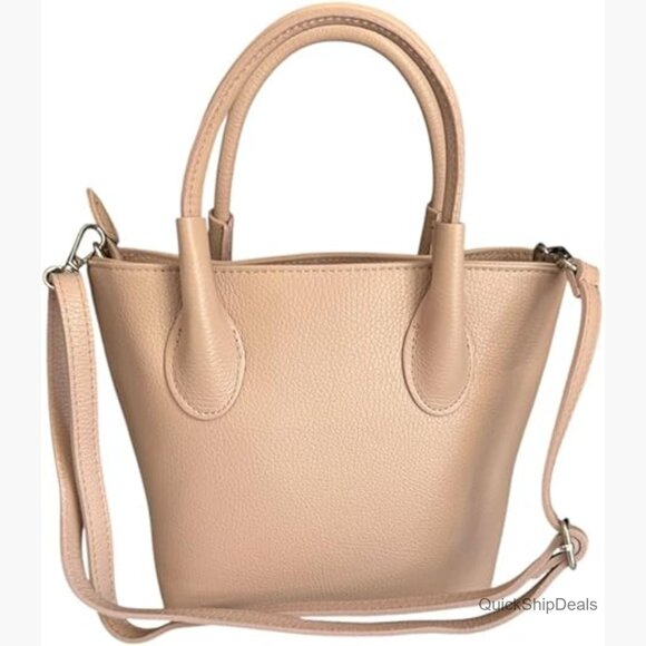 Italian Leather Mini Satchel Top Handle Crossbody Bag Structured
